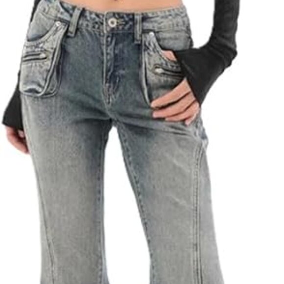 y2k Blue Gray Flare Jeans - Picture 2 of 5